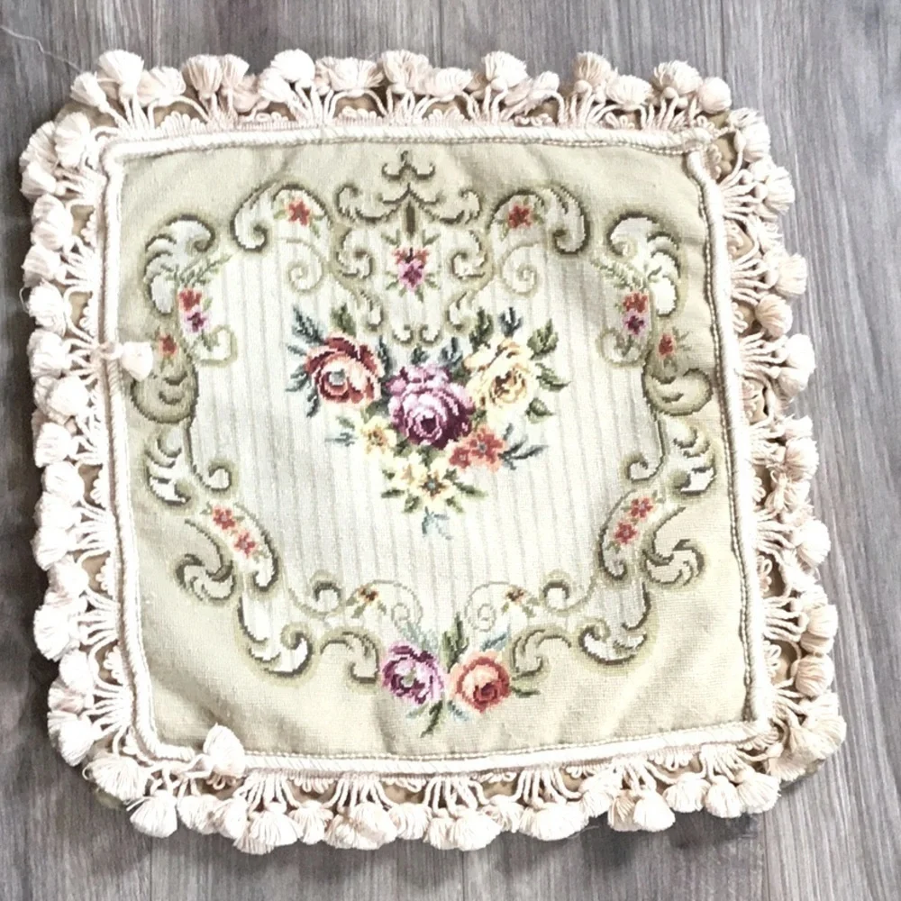 Needlepoint pillow case. As is